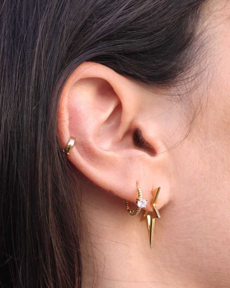 Aros VEGA Mini Gold | Aritos mini en Plata de Ley dorada - moon