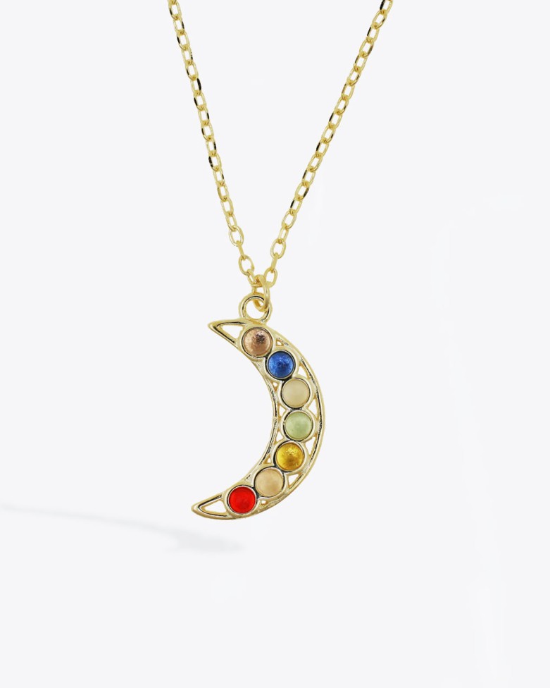 Collar RUZGAR Gold |  Colgante forma de luna en plata dorada - moon