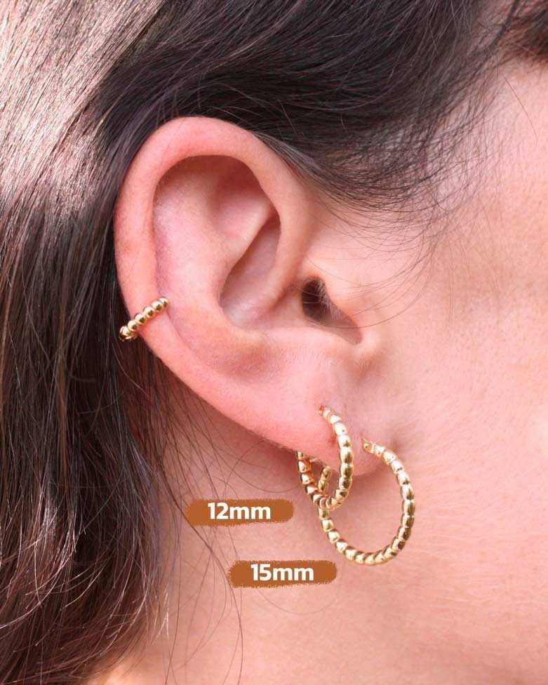 BULMA Gold EARRINGS | In gilt silver with balls along the ring - moon
