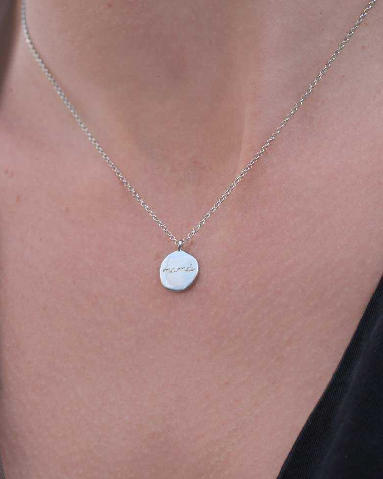 Necklace ANNE | Silver necklace with mother's plate - moon