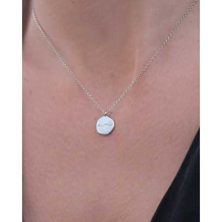 Necklace ANNE | Silver necklace with mother's plate - moon