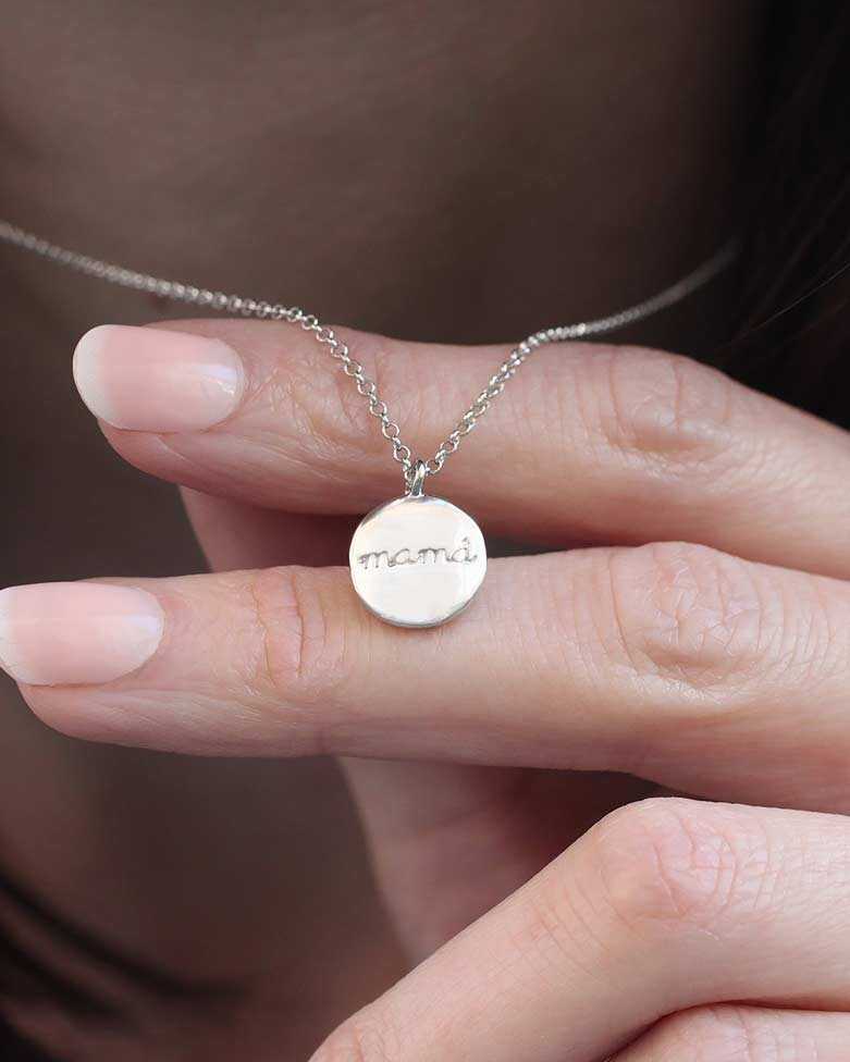 Necklace ANNE | Silver necklace with mother's plate - moon