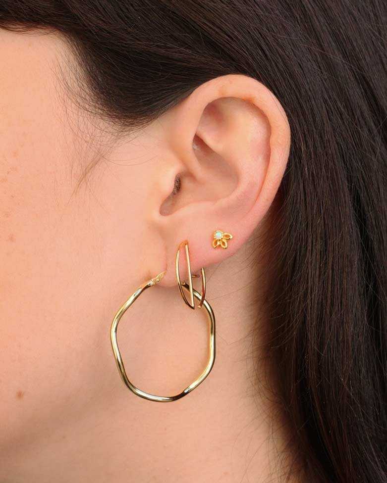 NAMI Gold Hoops| In golden sterling silver, smooth and wavy - moon