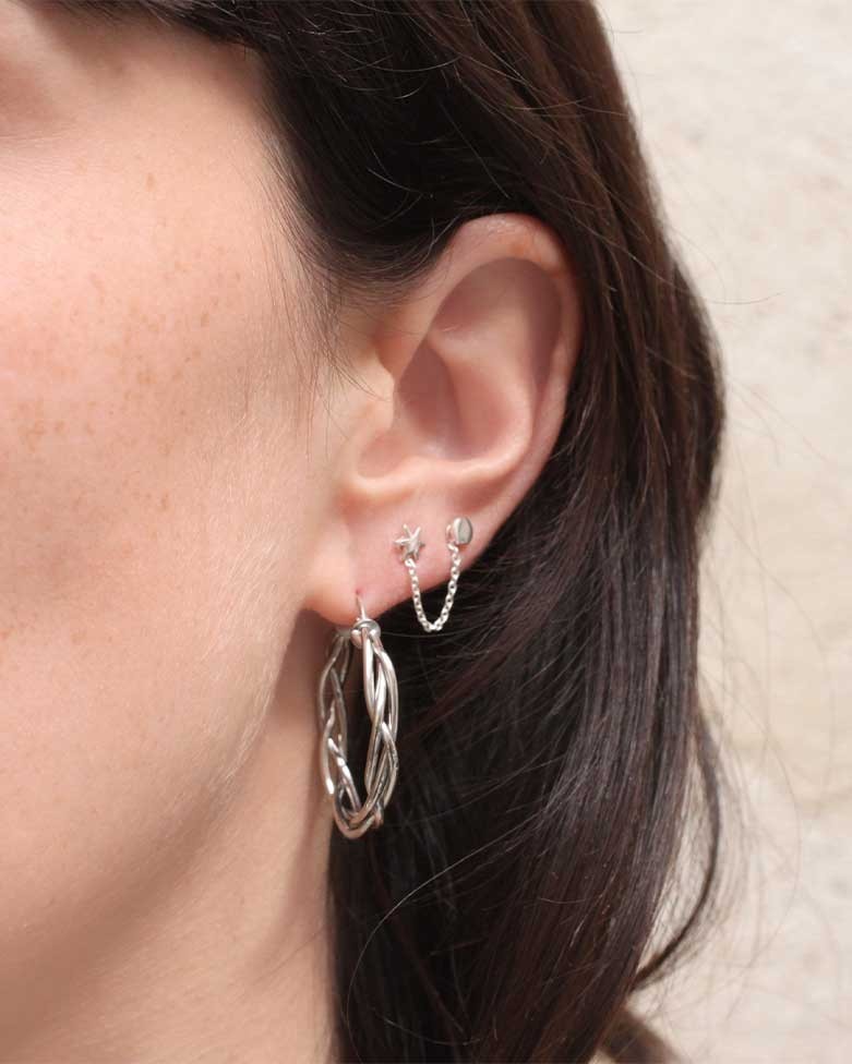 Aros SHERE (25mm) | Hechos en Plata de Ley trenzado - moon