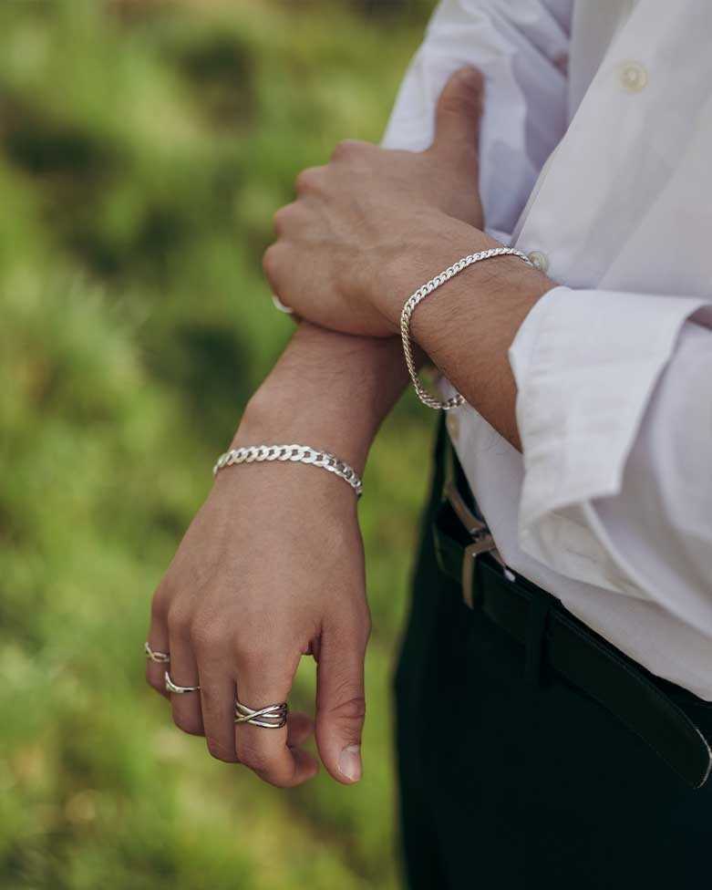 CUBA Maxi Bracelet | In Sterling Silver for men with link - moon