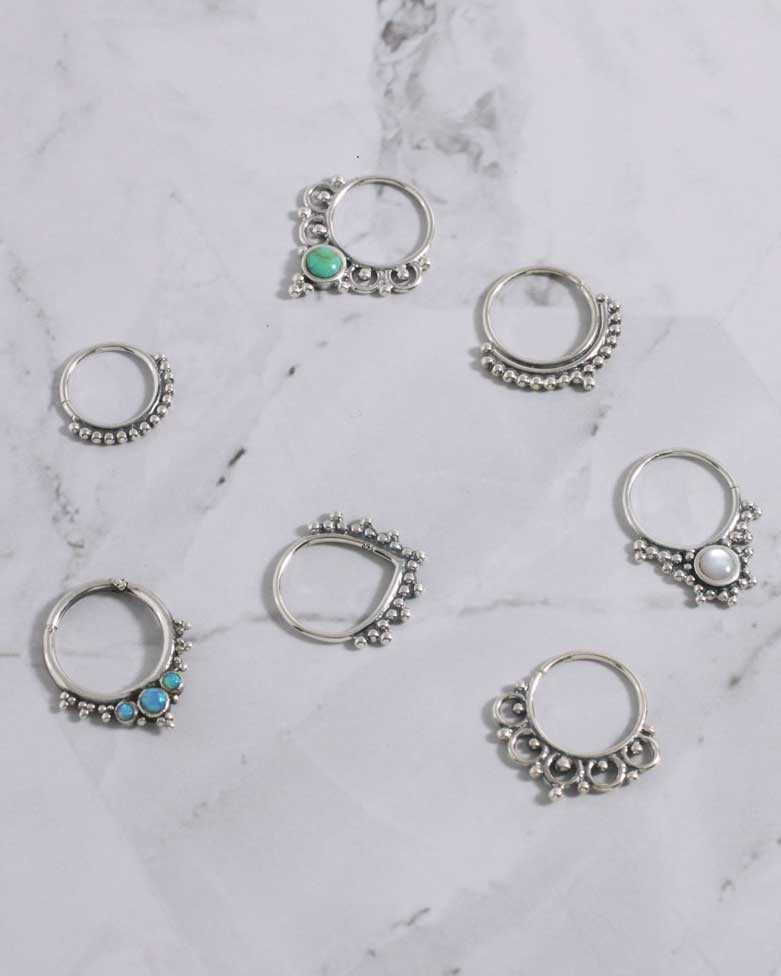 Silver Oxidized Septum Piercing Earring Side Closure