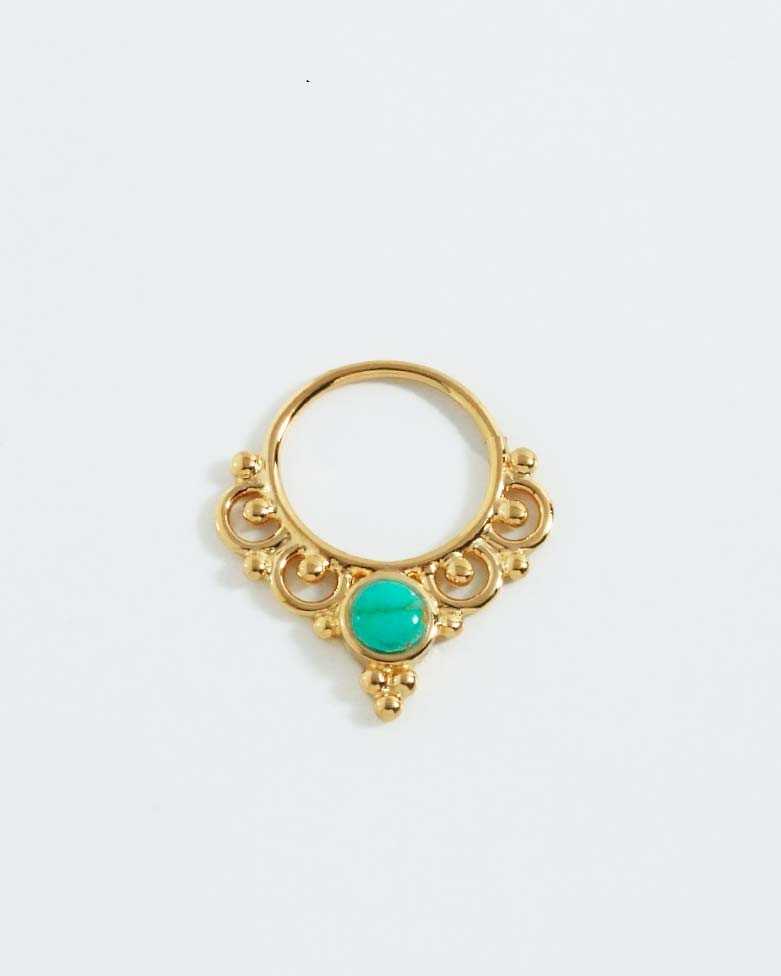 GORI GOLD earring | Turquoise Stone Septum Gold Silver Piercing