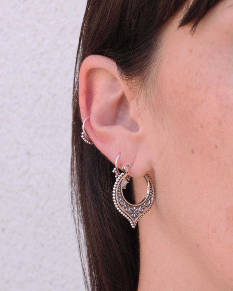 MAAT Earrings |Oxidized Silver Hippies Woman Peak Shape