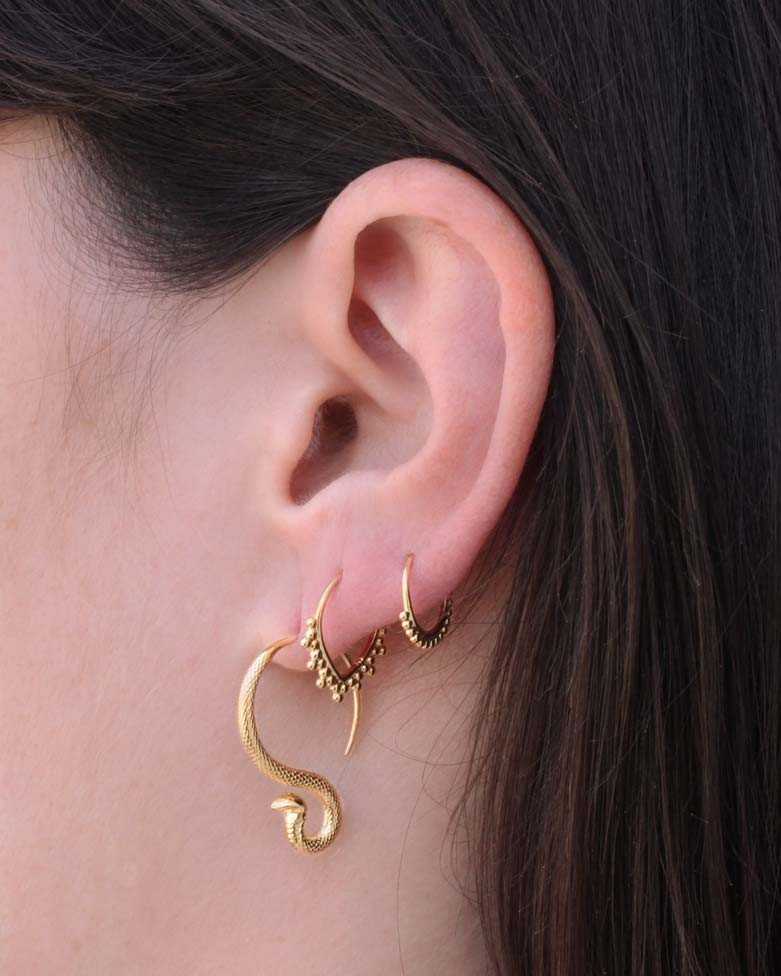 YMIR GOLD EARRING | Silver Piercing For Golden Septum - Moon