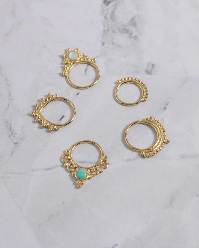 YMIR GOLD EARRING | Silver Piercing For Golden Septum - Moon