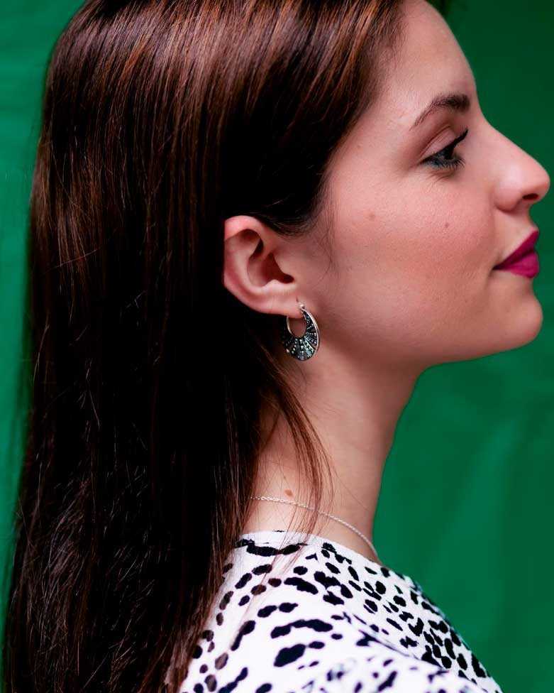 RADHA earrings | Boho style earrings in sterling silver - moon