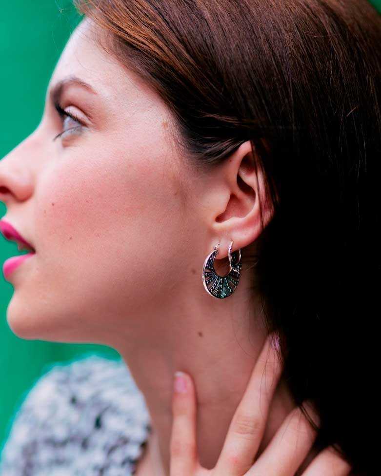RADHA earrings | Boho style earrings in sterling silver - moon
