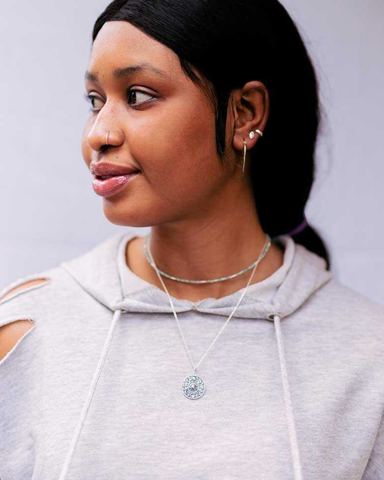 UADY necklace | Silver Pendant Necklace Sun Phases Moons and Stars - moon