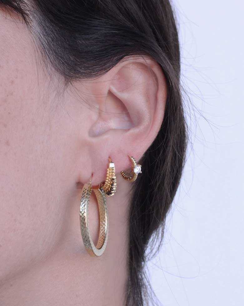 KALI Gold Piercing | Black Stone Septum Hoop Earring Silver - moon