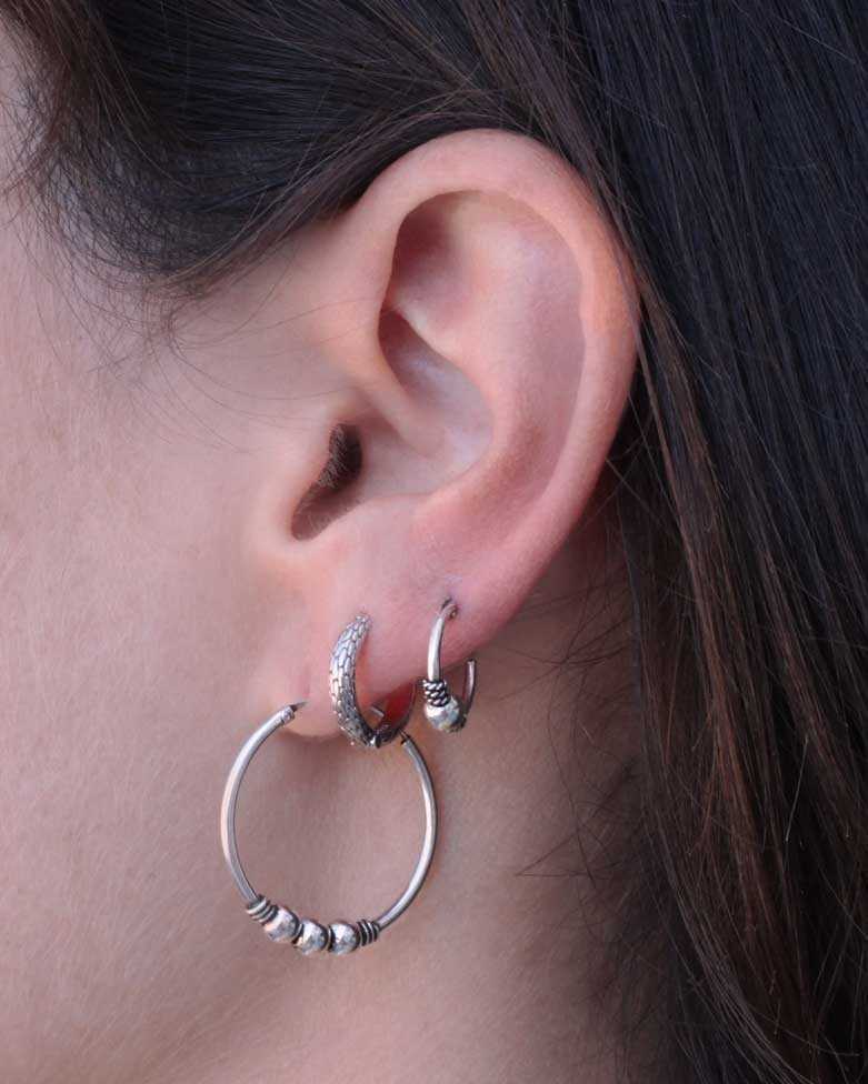 YAAX Hoops | Bali style silver hoop earring - moon