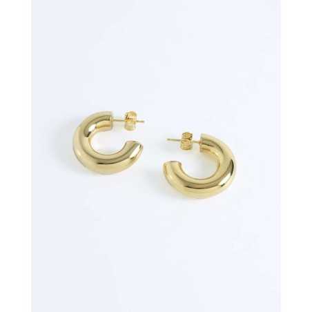 KAILA Maxi Gold Hoops | Wide gold thick hoop earring - moon