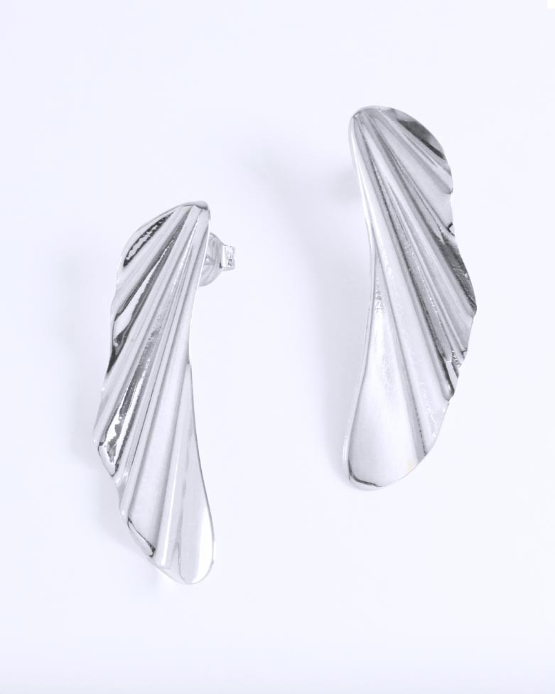 Pendientes MENTO Maxi | En plata, grande y con ondas - moon