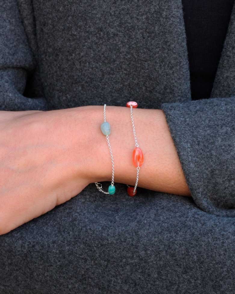 Pulsera YAKUT | En plata de ley con piedras naturales -moon