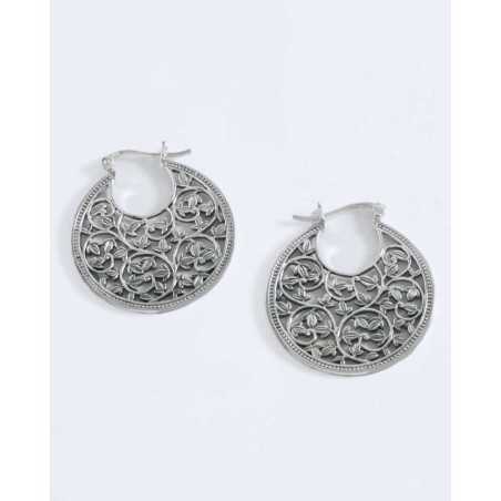 ODUN Earrings | In silver with boho style shapes and leaves - moon
