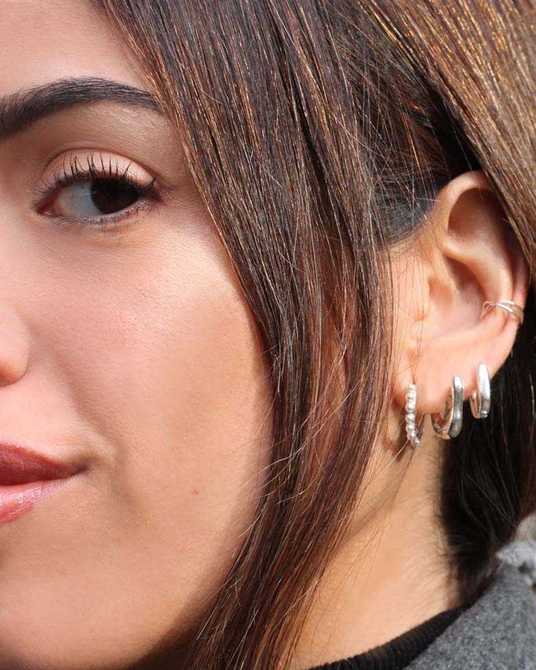 GARIP hoops | Small and thick silver earrings - moon