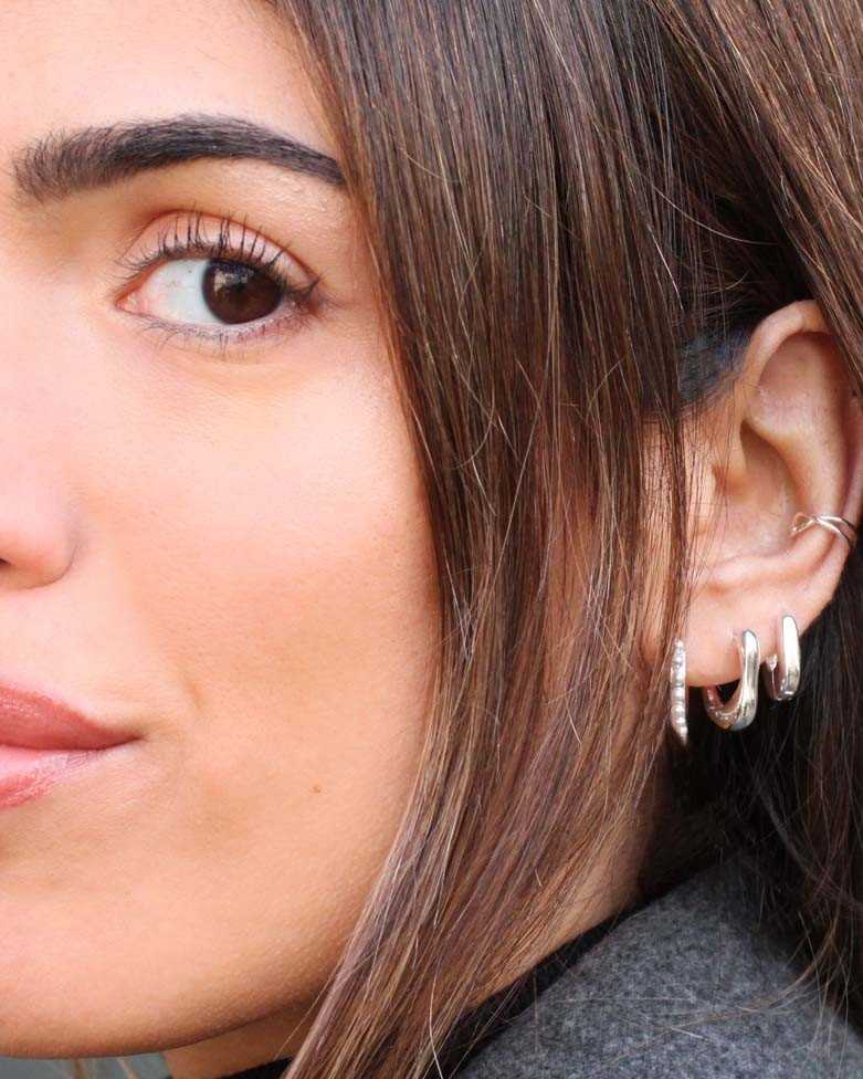 GARIP hoops | Small and thick silver earrings - moon