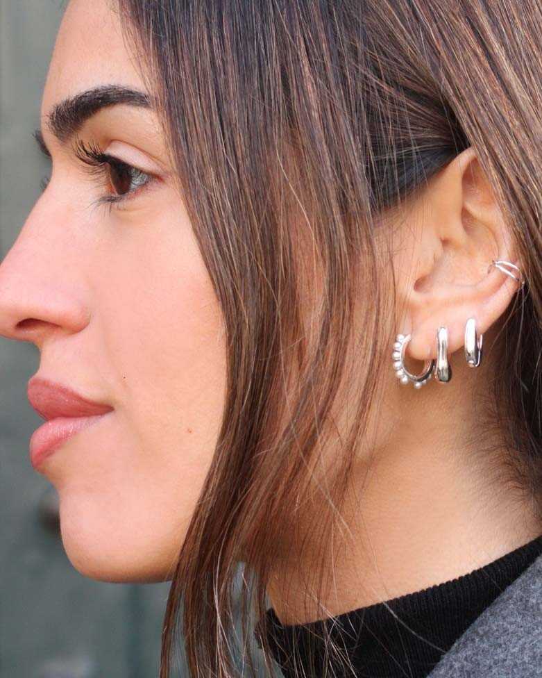 GARIP hoops | Small and thick silver earrings - moon