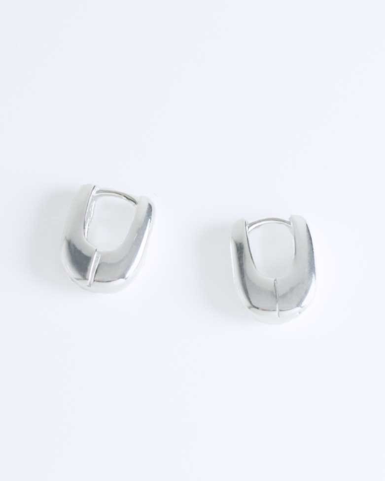 GARIP hoops | Small and thick silver earrings - moon