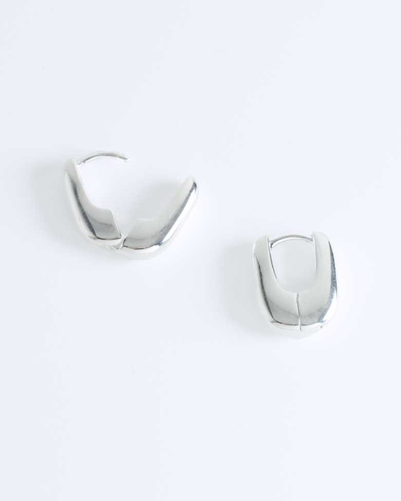GARIP hoops | Small and thick silver earrings - moon