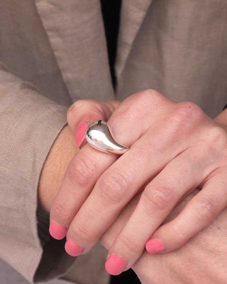GRETA ring | Drop shape in silver - moon
